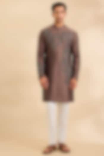 Rust Silk Kurta Set by Qbik Men at Pernia's Pop Up Shop