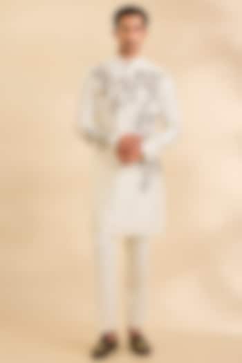 Ivory Silk Kurta Set by Qbik Men at Pernia's Pop Up Shop
