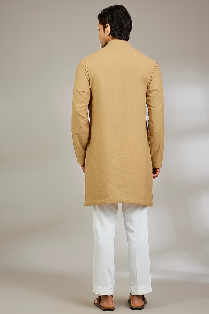 Mustard Silk Kurta Set by Qbik Men at Pernia's Pop Up Shop