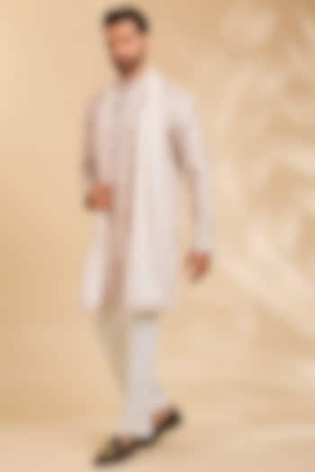 Ivory Silk Kurta Set by Qbik Men at Pernia's Pop Up Shop