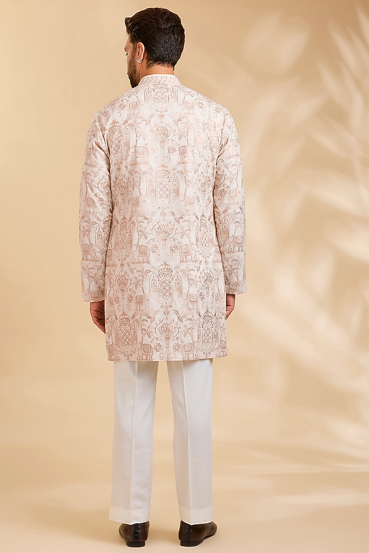 Ivory Silk Kurta Set by Qbik Men at Pernia's Pop Up Shop