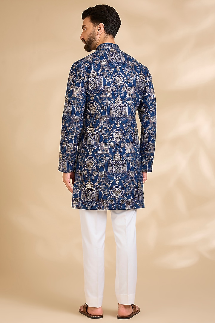 Teal Silk Kurta Set by Qbik Men at Pernia's Pop Up Shop