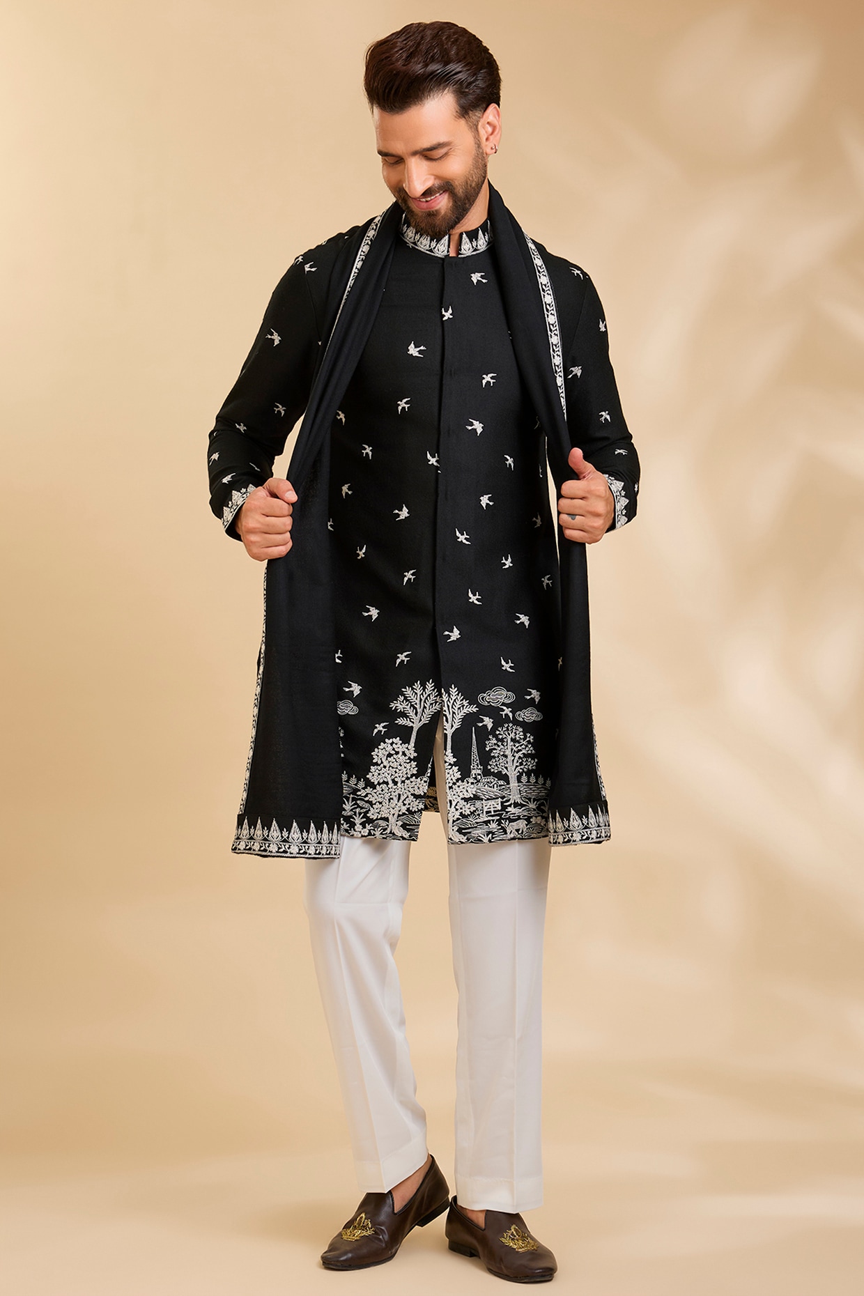 Qbik Black Silk Kurta Set