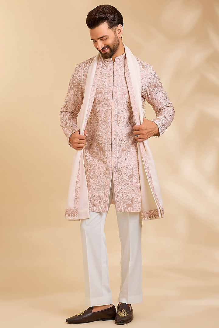 Ivory Silk Kurta Set by Qbik Men at Pernia's Pop Up Shop