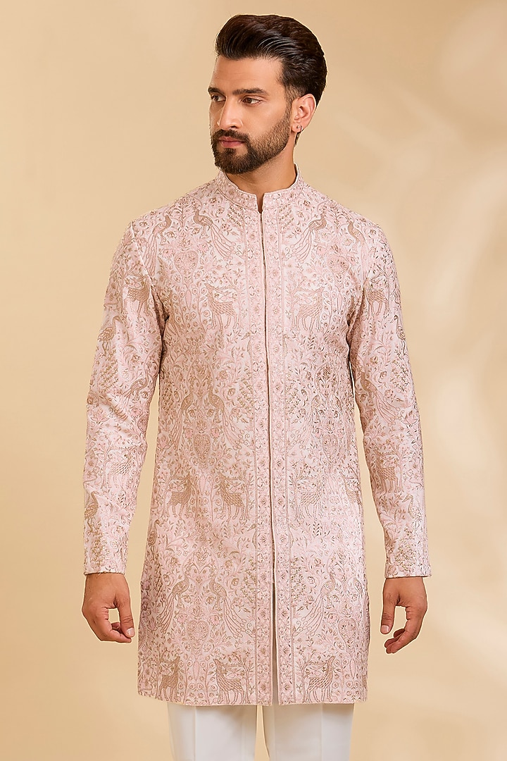 Ivory Silk Kurta Set by Qbik Men at Pernia's Pop Up Shop