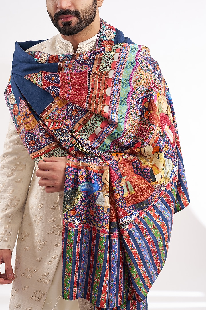 Multi-Colored Viscose Wool Shawl by Qbik Men at Pernia's Pop Up Shop