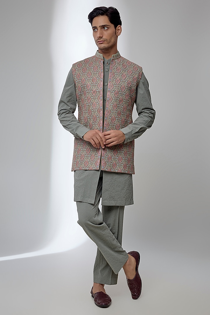 Pista Silk Bundi Jacket Set by Qbik Men at Pernia's Pop Up Shop