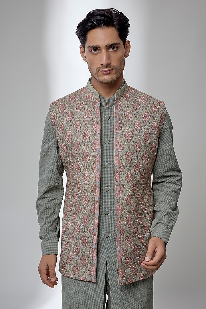 Pista Silk Bundi Jacket Set by Qbik Men at Pernia's Pop Up Shop