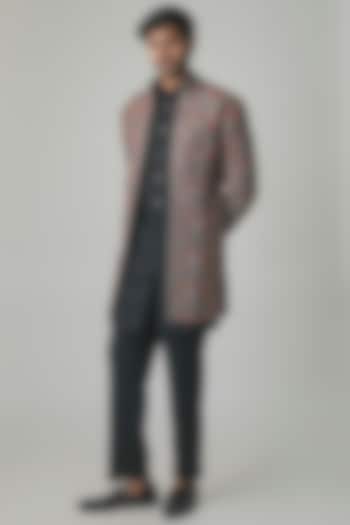 Multi-Colored Wool Silk Blend Groom Indowestern Set by Qbik Men at Pernia's Pop Up Shop