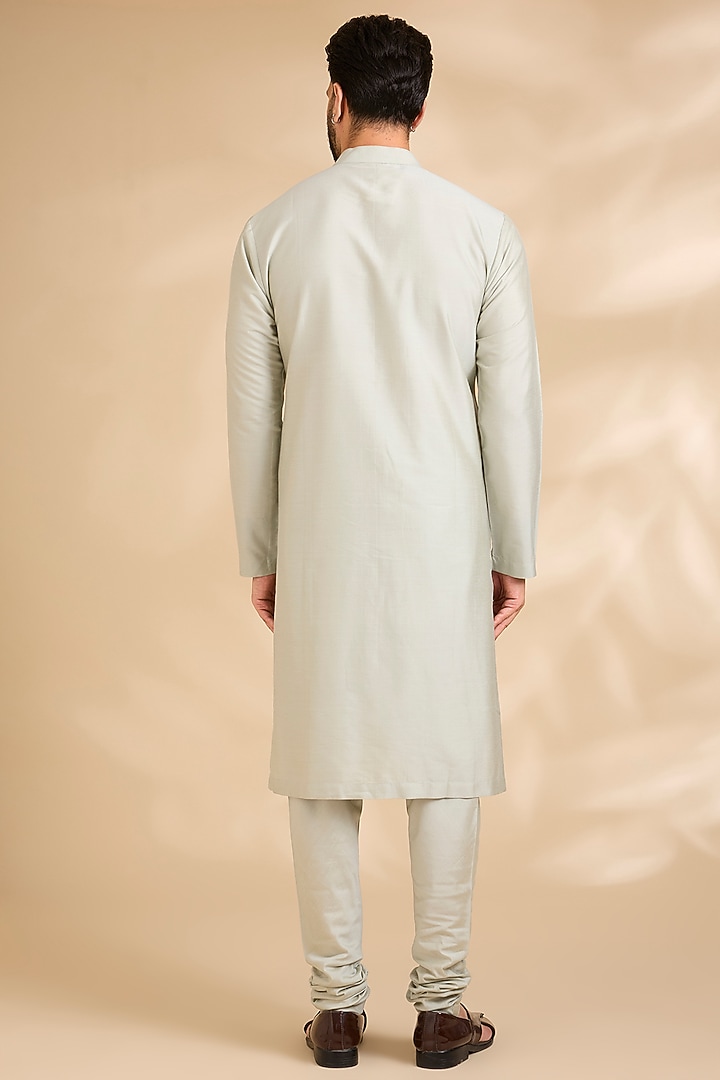 Mint Silk Groom Sherwani Set by Qbik Men at Pernia's Pop Up Shop