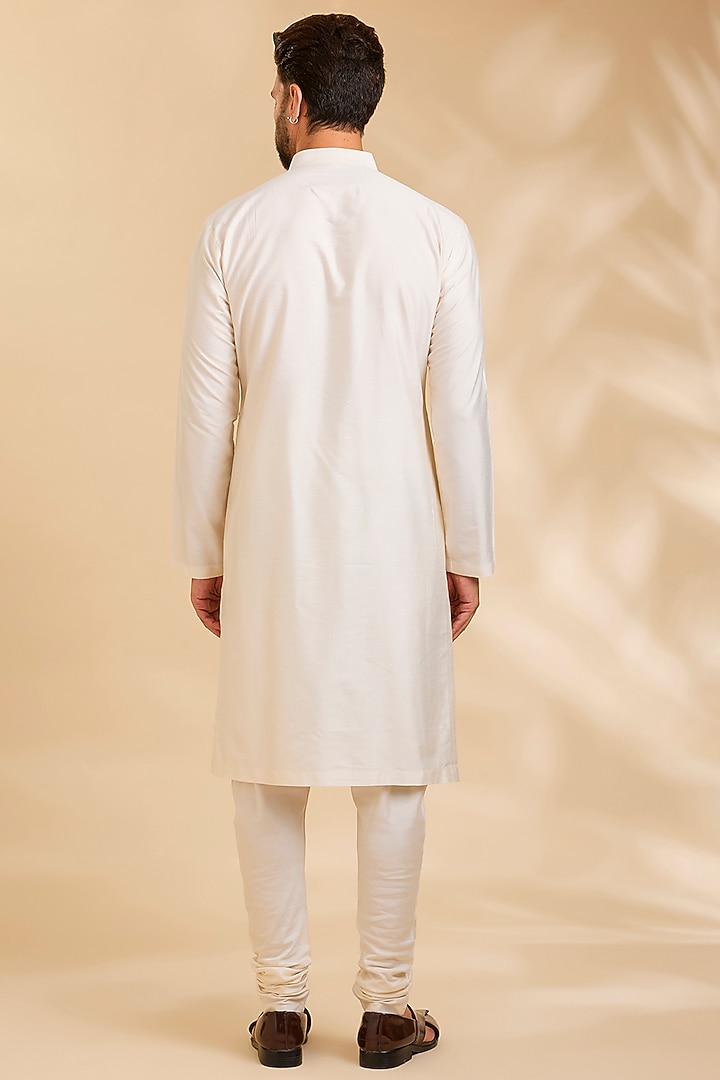 Ivory Silk Groom Sherwani Set by Qbik Men at Pernia's Pop Up Shop