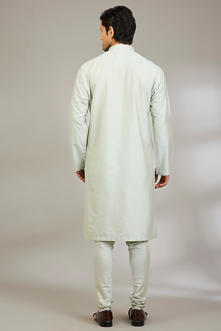 Pista Green Silk Groom Sherwani Set by Qbik Men at Pernia's Pop Up Shop