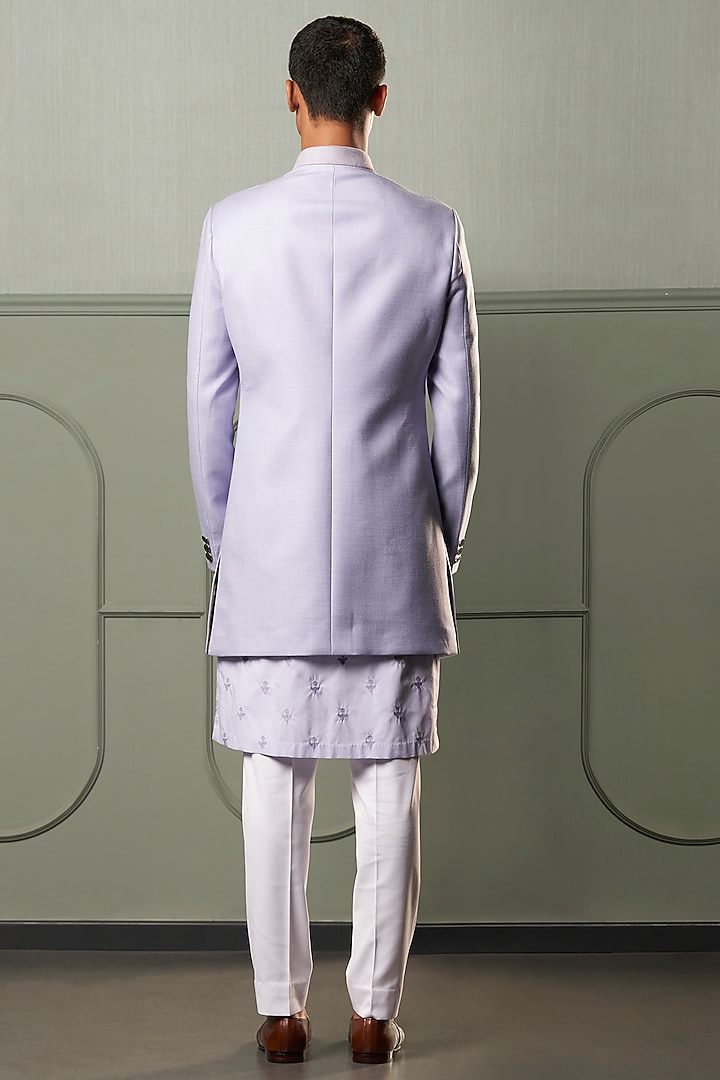 Indo Western Bandhgala Blazer For Wedding Lavender Kurta Set With