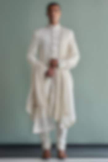 Ivory Embroidered Sherwani Set by Qbik Men