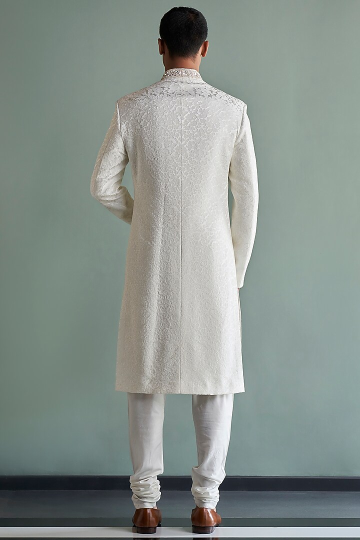 Ivory Embroidered Groom Sherwani Set by Qbik Men at Pernia's Pop Up Shop