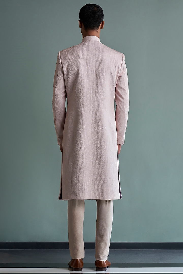 Pink Pintucked Groom Sherwani Set by Qbik Men at Pernia's Pop Up Shop