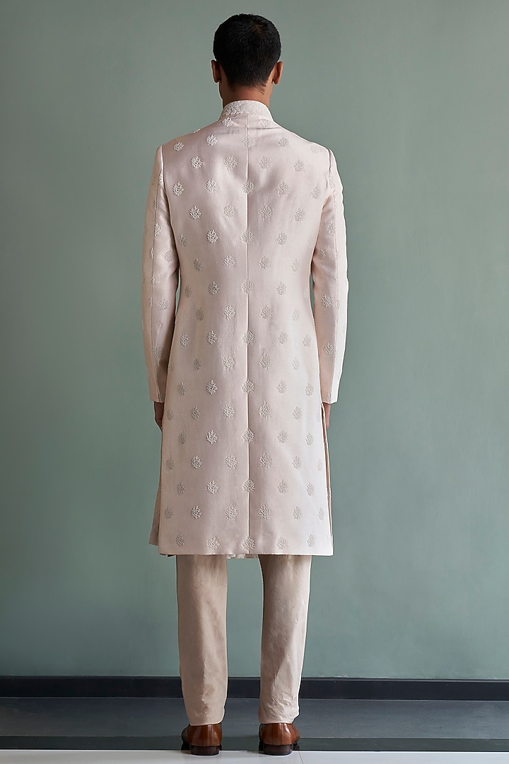 Light Pink Embroidered Groom Sherwani Set by Qbik Men at Pernia's Pop Up Shop