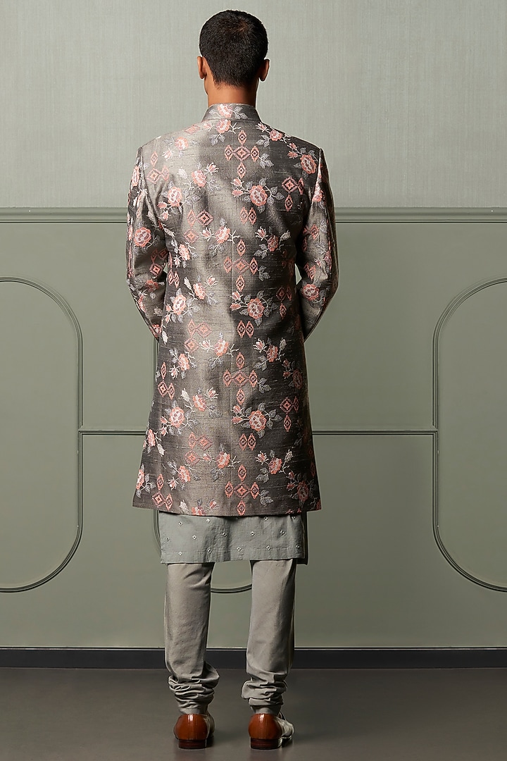Metal Grey Indo Western Set by Qbik Men at Pernia's Pop Up Shop