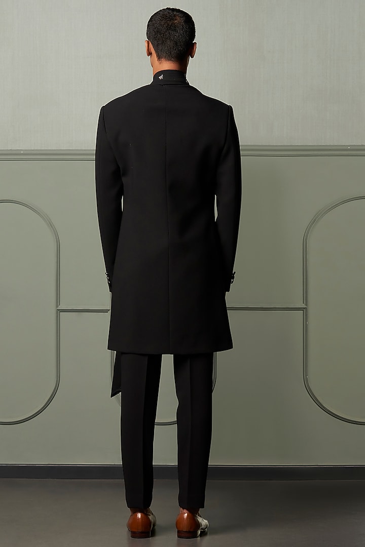 Black Suiting Wedding Indowestern Jacket by Qbik Men at Pernia's Pop Up Shop