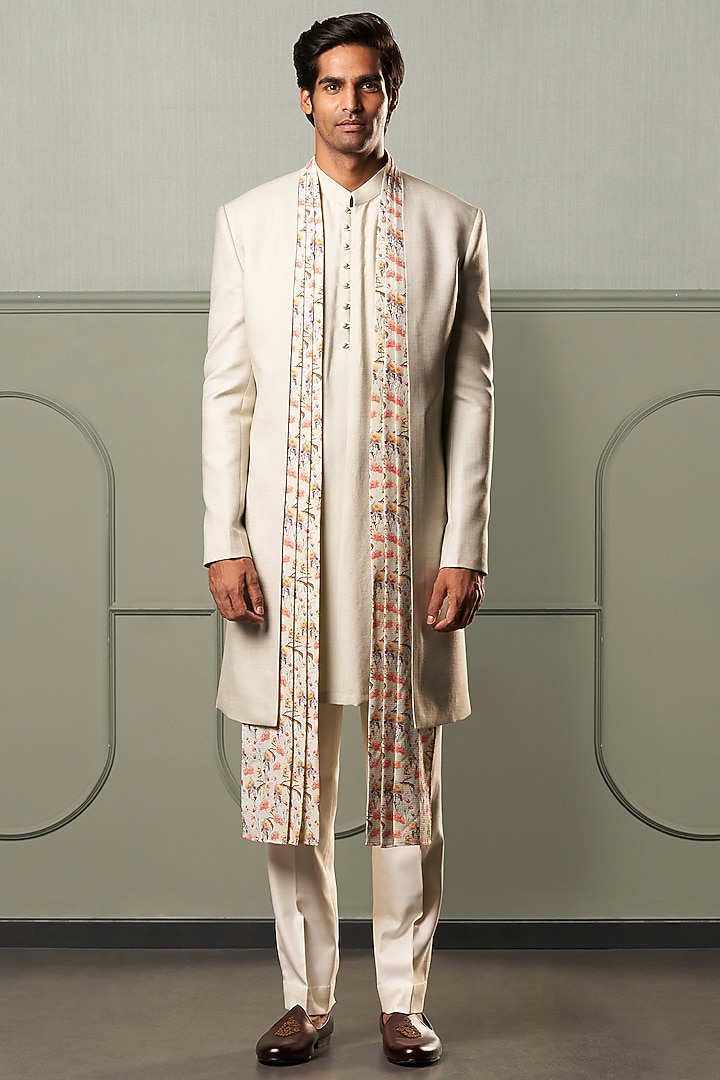 Mint Cotton Silk Indo-Western Set by Qbik Men at Pernia's Pop Up Shop