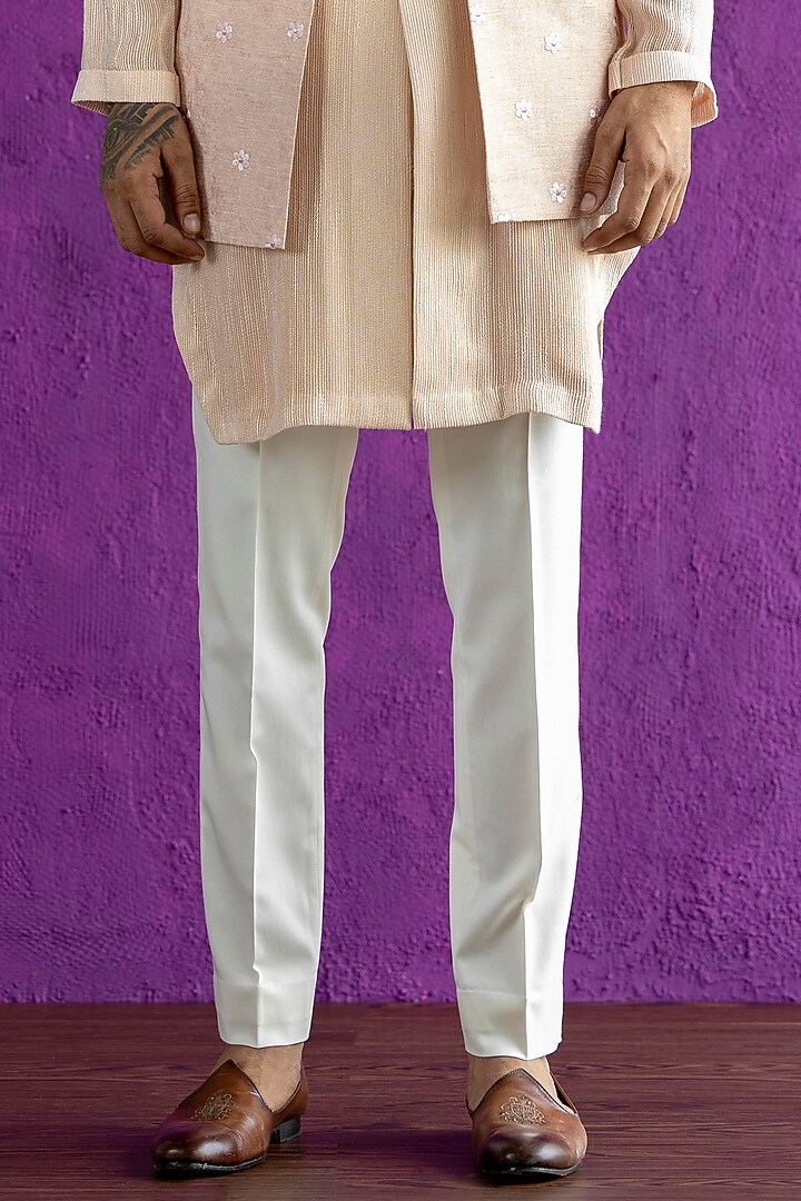 Pink Jacquard Wedding Indowestern Jacket With Kurta Set by Qbik Men at Pernia's Pop Up Shop
