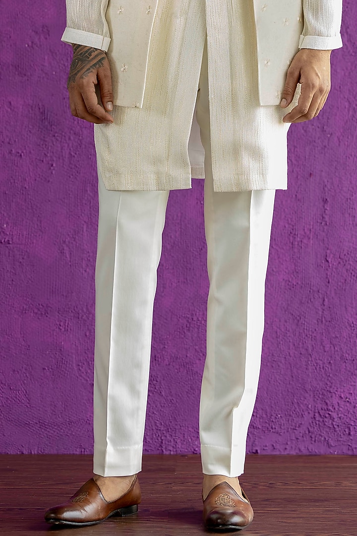 Ivory Jacquard Floral Embroidered Bundi Jacket Set by Qbik Men at Pernia's Pop Up Shop