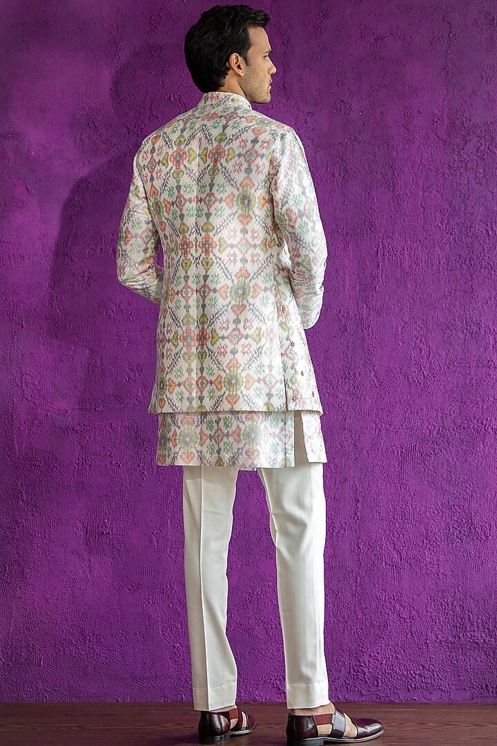 Ivory Embroidered Wedding Indowestern Set by Qbik Men at Pernia's Pop Up Shop