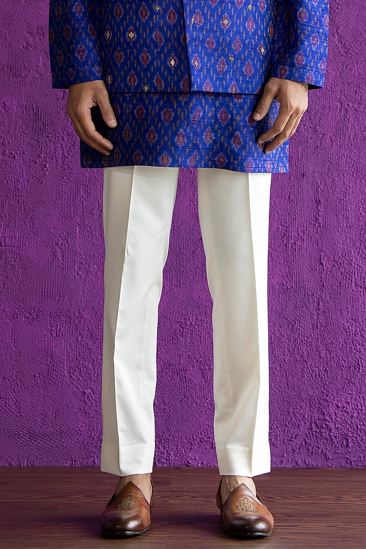 Royal Blue Embroidered Bundi Jacket With Kurta Set by Qbik Men at Pernia's Pop Up Shop