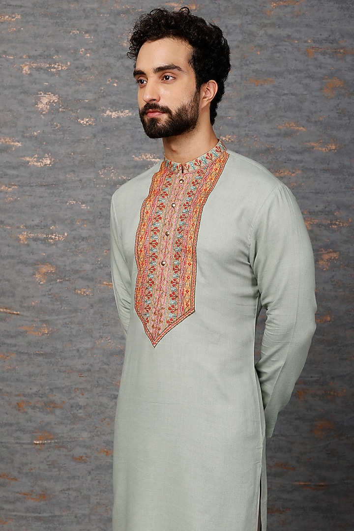 Mint Matka Cotton Patchwork Kurta Set by Qbik Men at Pernia's Pop Up Shop