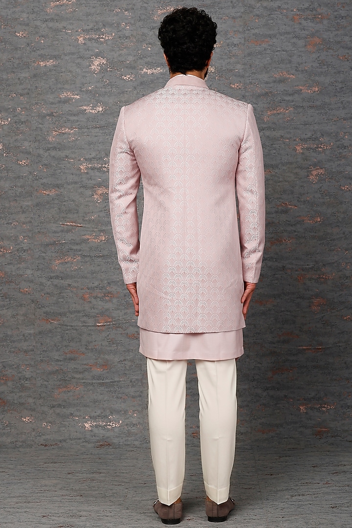 Onion Pink Embroidered Indo-Western Set by Qbik Men at Pernia's Pop Up Shop