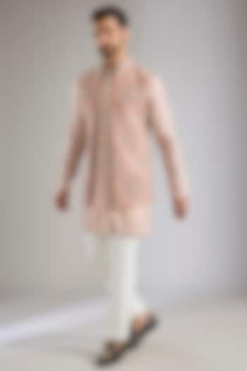 Blush Silk Bundi Jacket Set by Qbik Men at Pernia's Pop Up Shop