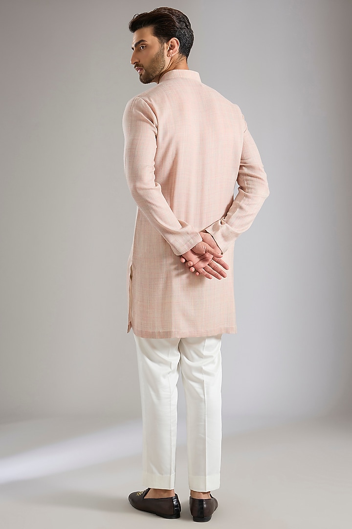 Blush Silk Bundi Jacket Set by Qbik Men at Pernia's Pop Up Shop
