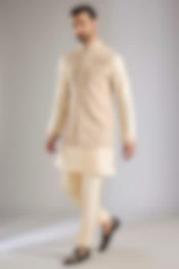 Blush Silk Bundi Jacket Set by Qbik Men at Pernia's Pop Up Shop