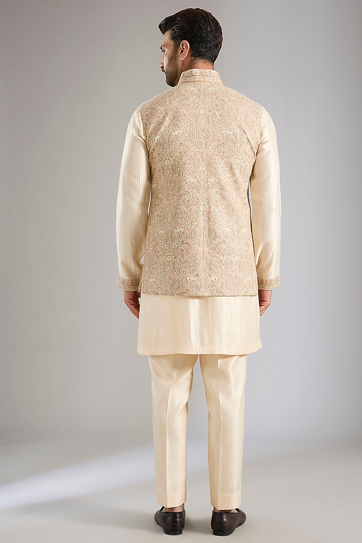 Blush Silk Bundi Jacket Set by Qbik Men at Pernia's Pop Up Shop
