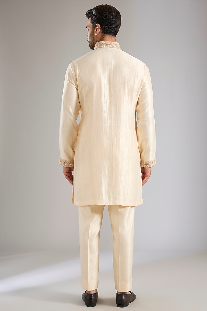 Blush Silk Bundi Jacket Set by Qbik Men at Pernia's Pop Up Shop