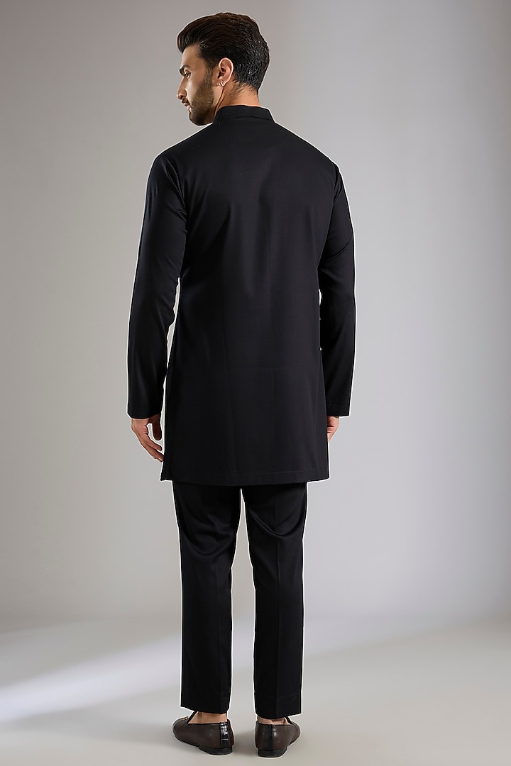 Black Silk Jacket Set by Qbik Men at Pernia's Pop Up Shop