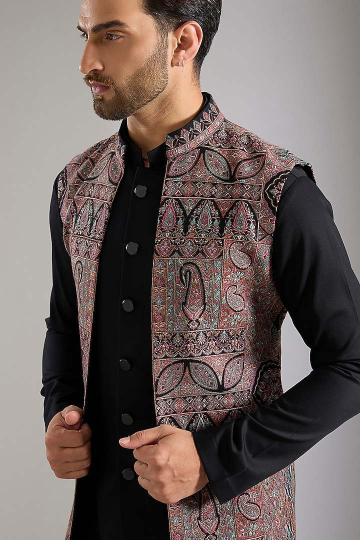 Black Silk Jacket Set by Qbik Men at Pernia's Pop Up Shop