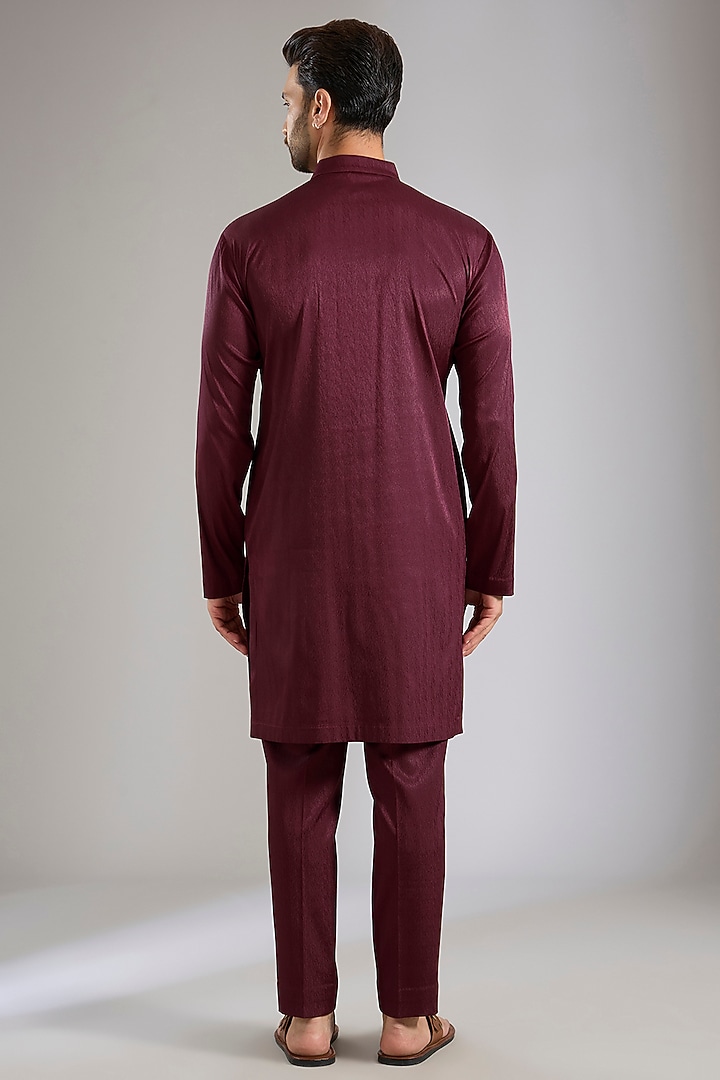 Wine Silk Kurta Set by Qbik Men at Pernia's Pop Up Shop