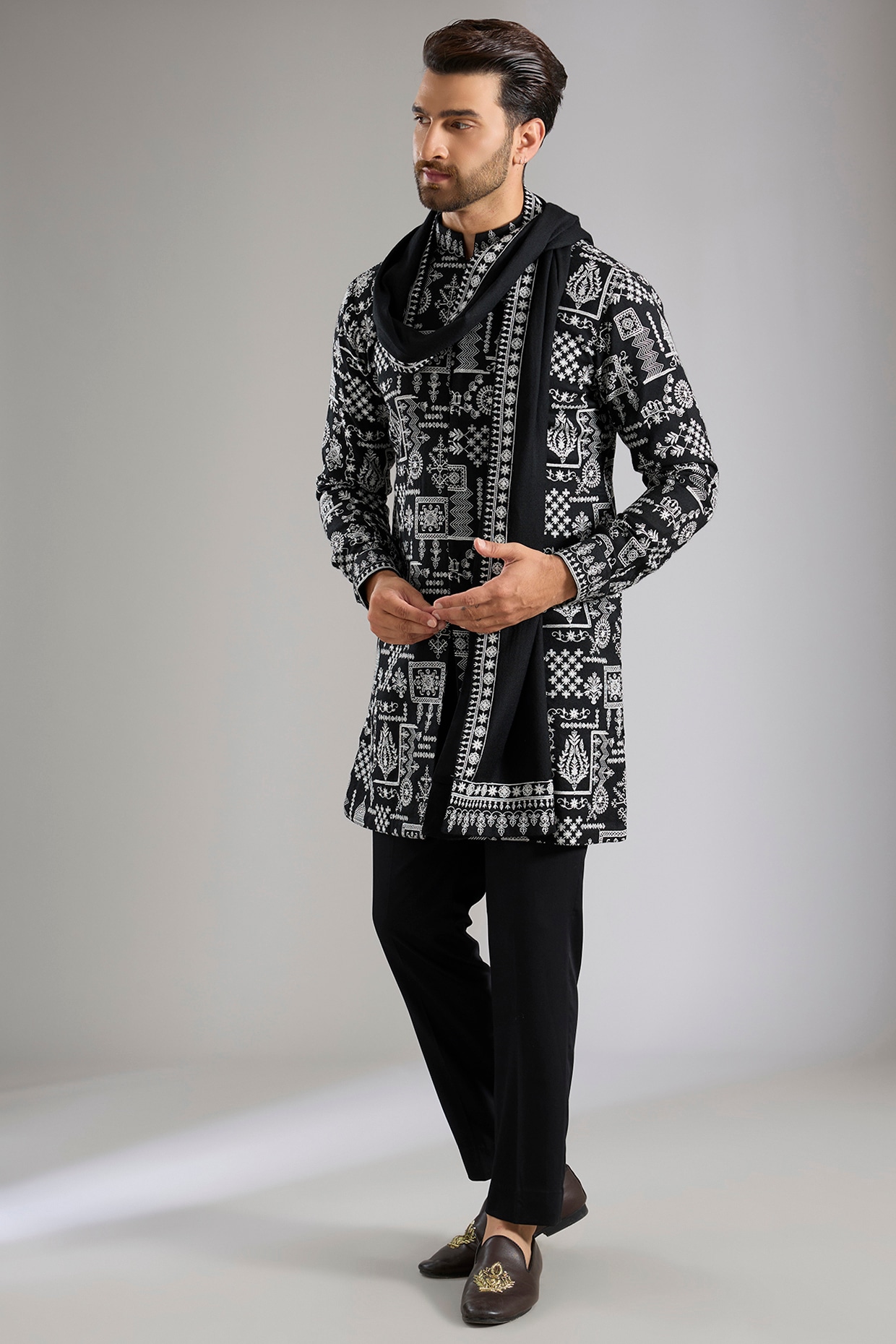 Qbik Black Silk Kurta Set