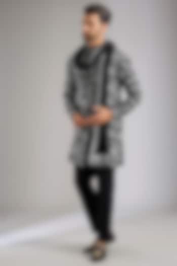 Black Silk Kurta Set by Qbik Men at Pernia's Pop Up Shop