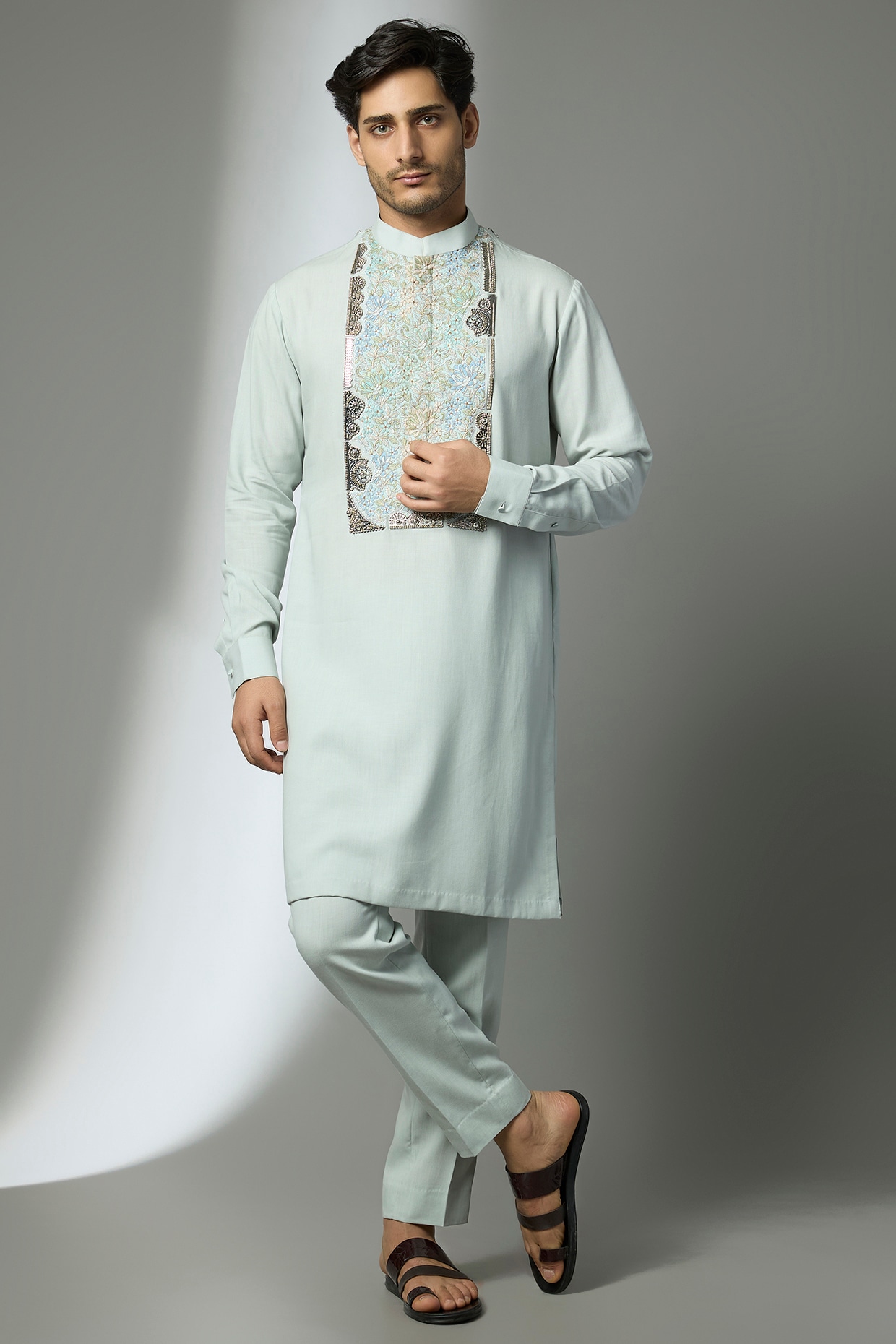 Qbik Aqua Blue Tencel Kurta Set