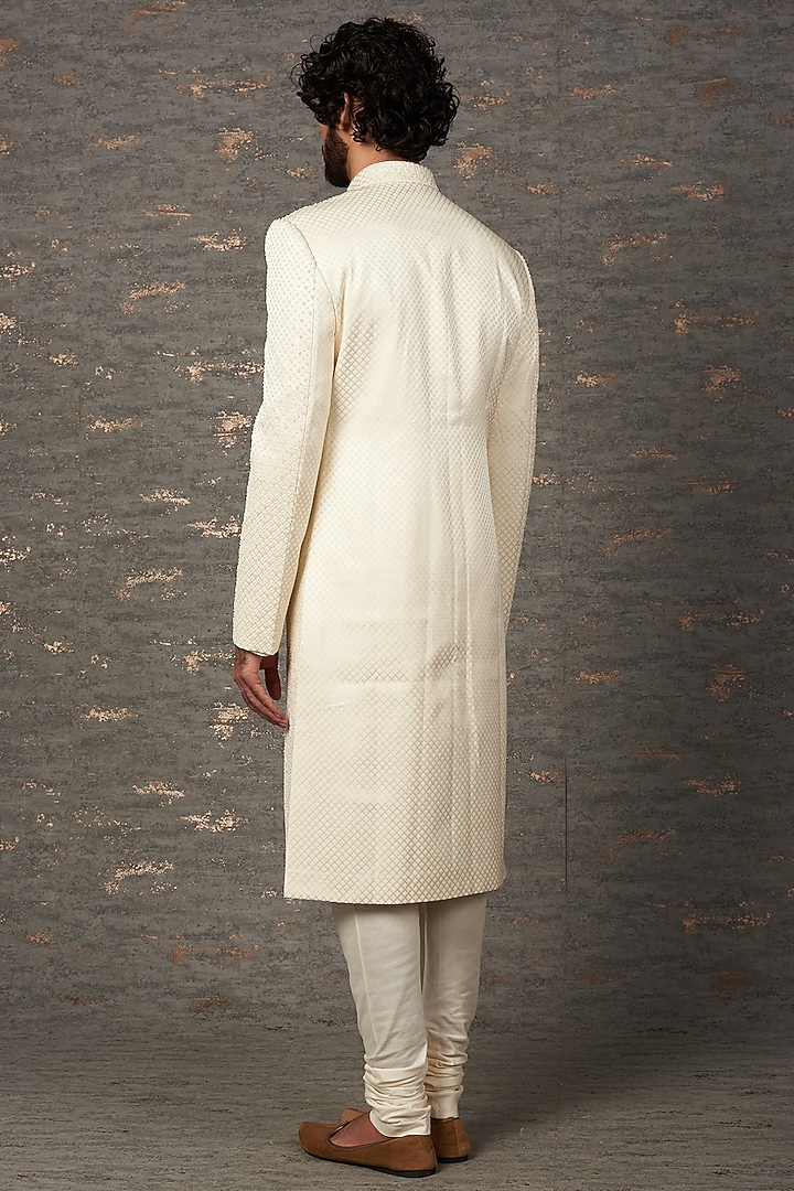 Ivory Embroidered Groom Sherwani Set by Qbik Men at Pernia's Pop Up Shop
