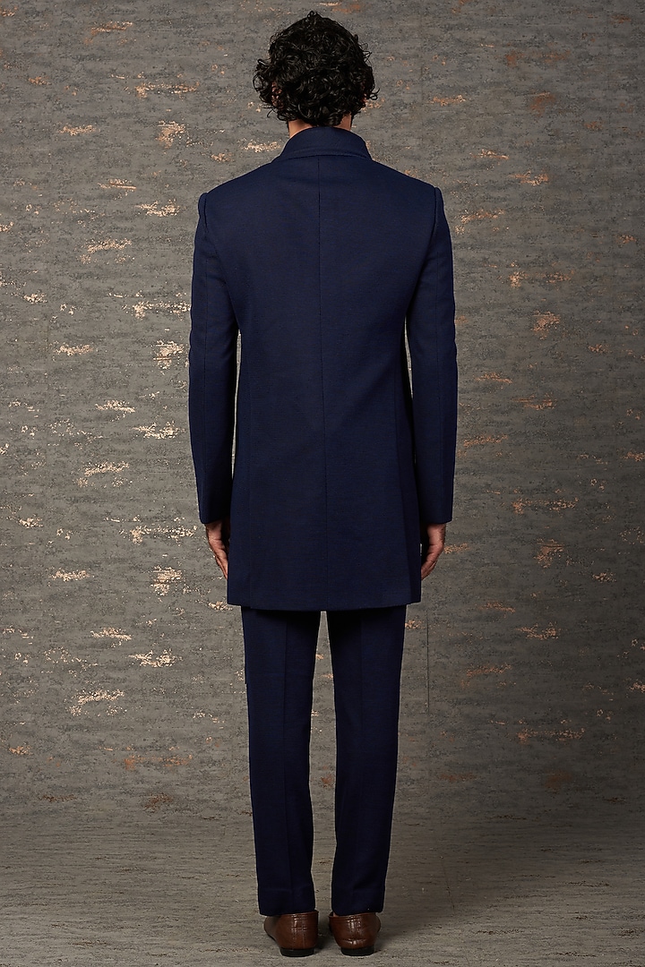 Blue Hosiery Embellished Jacket Set by Qbik Men at Pernia's Pop Up Shop