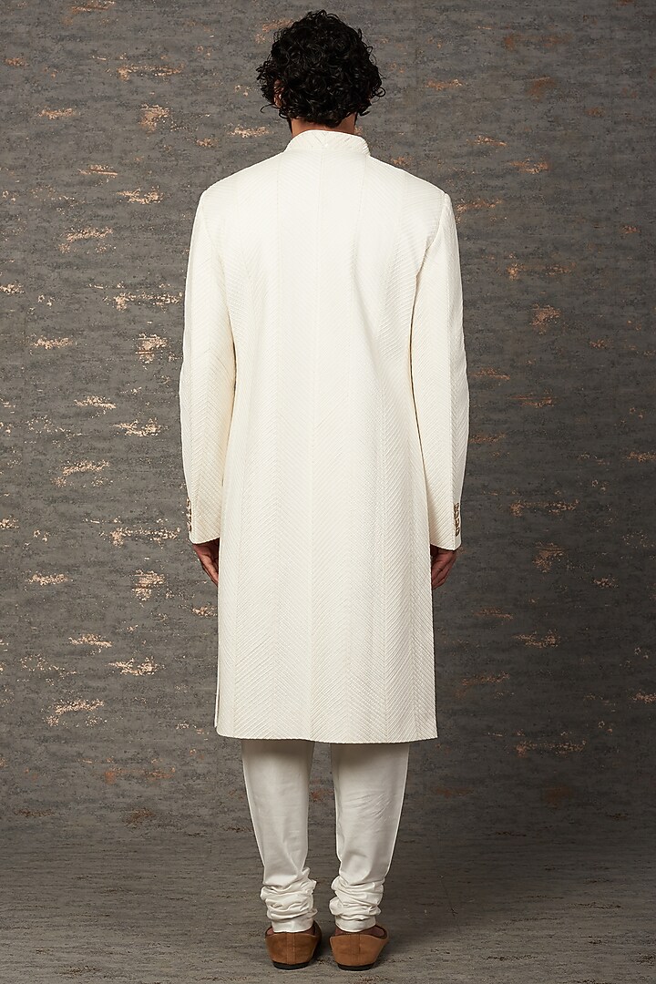 Ivory Embroidered Groom Sherwani Set by Qbik Men at Pernia's Pop Up Shop