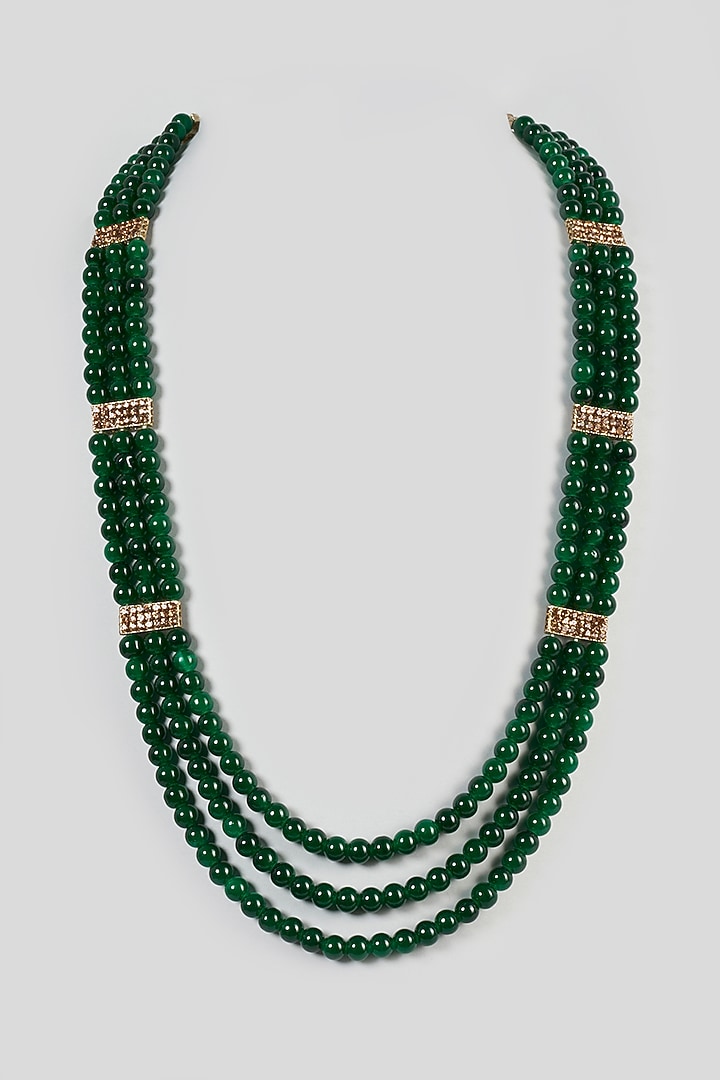 Green Onyx Stone Mala by Qbik Men at Pernia's Pop Up Shop