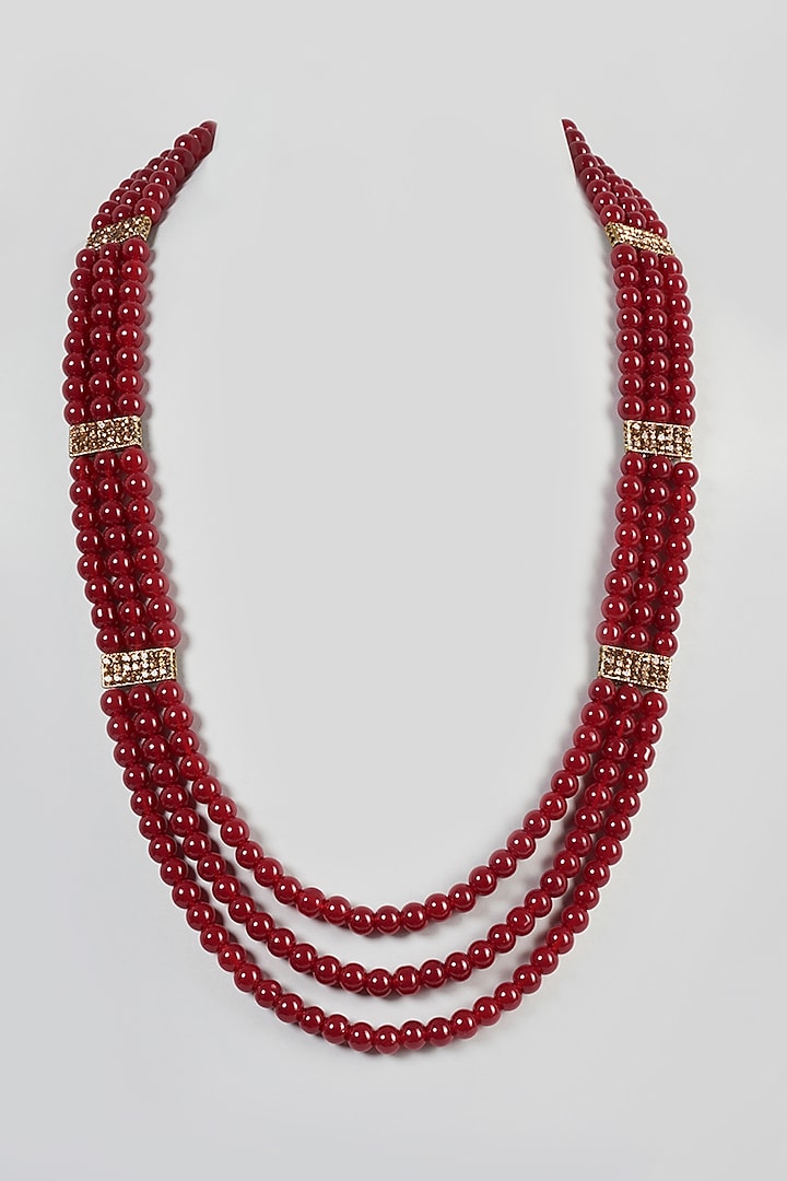 Red Onyx Stone Mala by Qbik Men at Pernia's Pop Up Shop