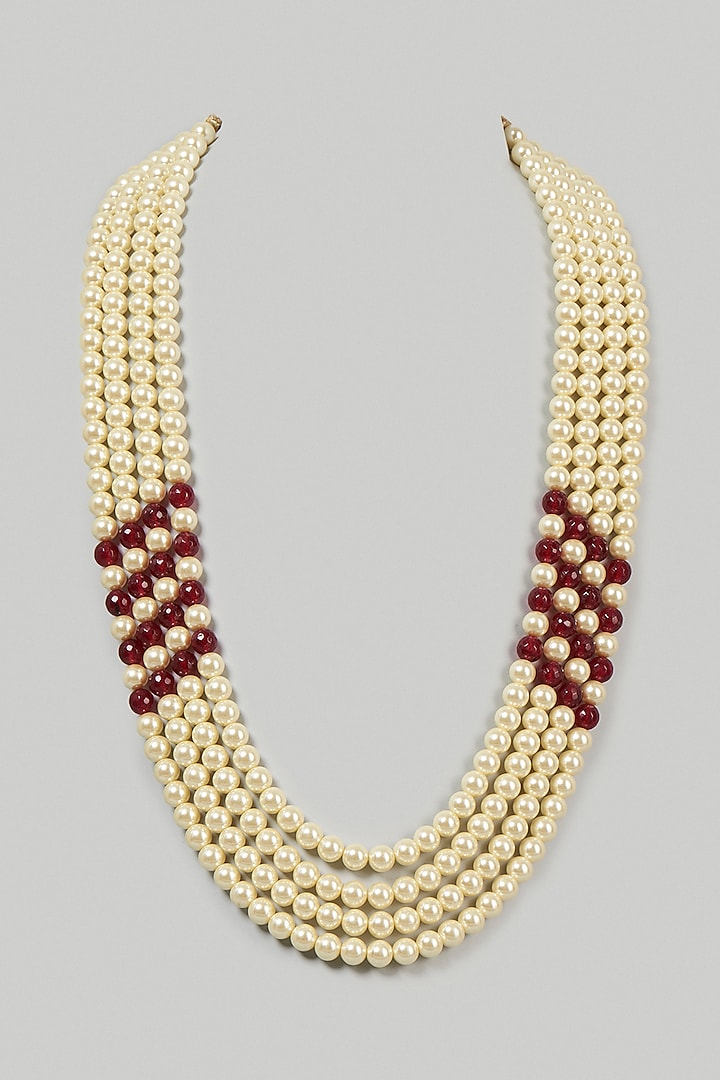 Ivory & Red Pearl Mala by Qbik Men
