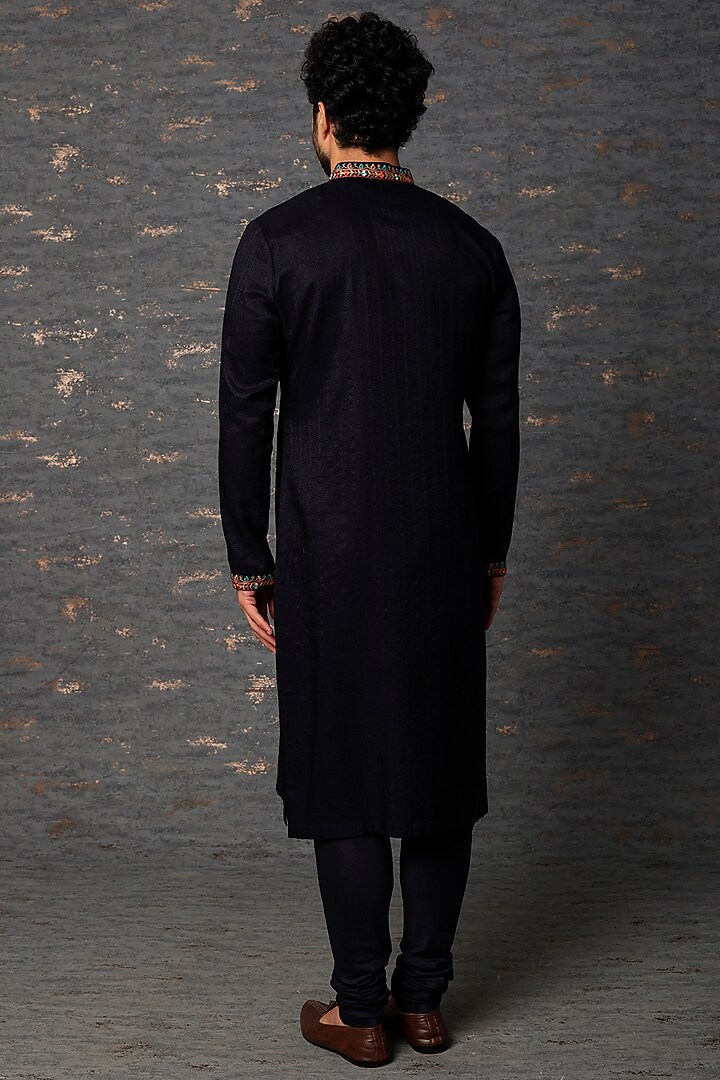 Black Matka Cotton Kurta Set by Qbik Men at Pernia's Pop Up Shop