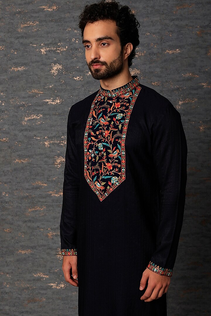 Black Matka Cotton Kurta Set by Qbik Men at Pernia's Pop Up Shop