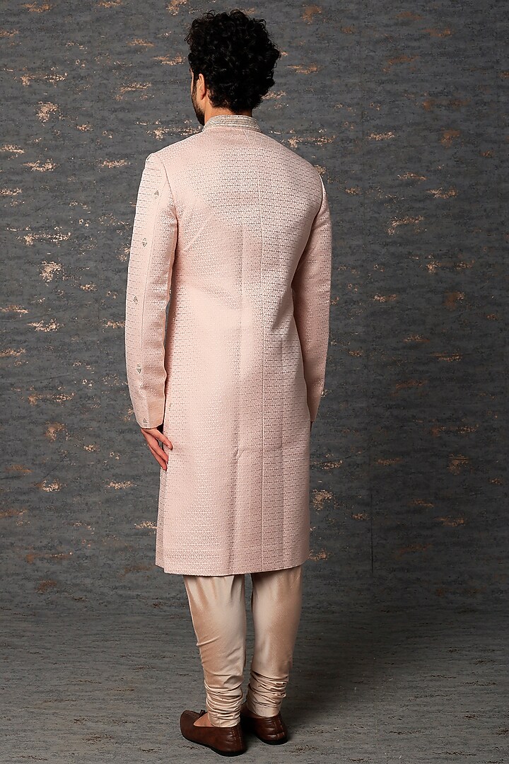 Blush Pink Embroidered Wedding Sherwani Set by Qbik Men at Pernia's Pop Up Shop